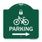 Signmission Parking W/ Lock Cycle & Right Arrow, Green & White Aluminum Sign, 18" x 18", GW-1818-23473 A-DES-GW-1818-23473 - alternate 1